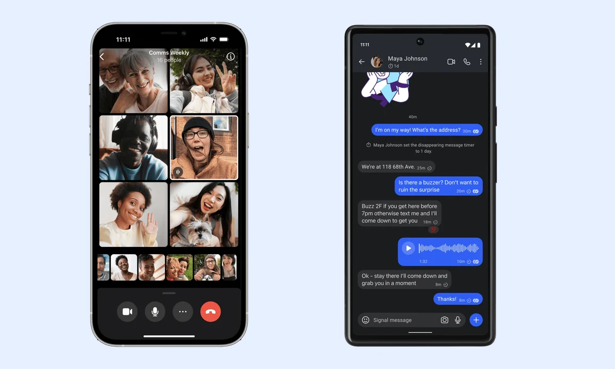 Signal 官方 iPhone 与 Android 应用界面